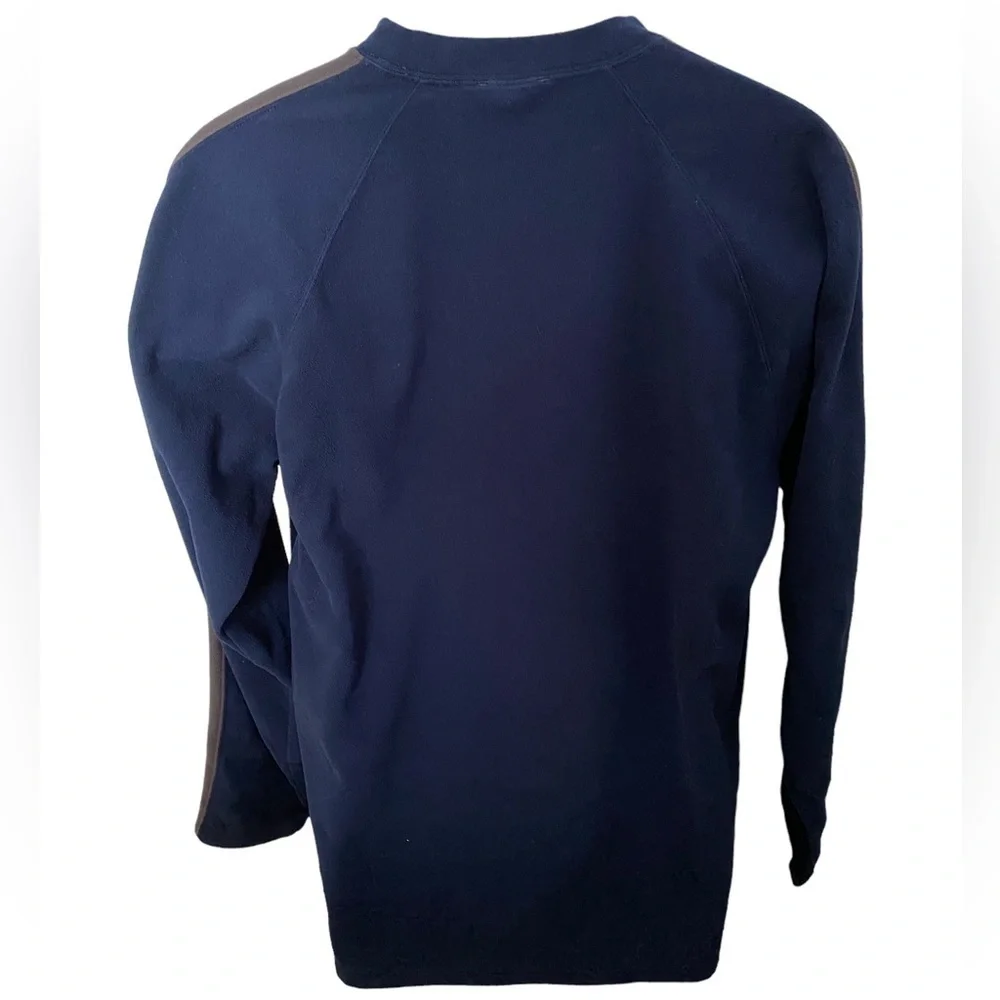 NORTH FACE Blue W/ Gray Stripe Fleece Pullover Sweatshirt Men L Large